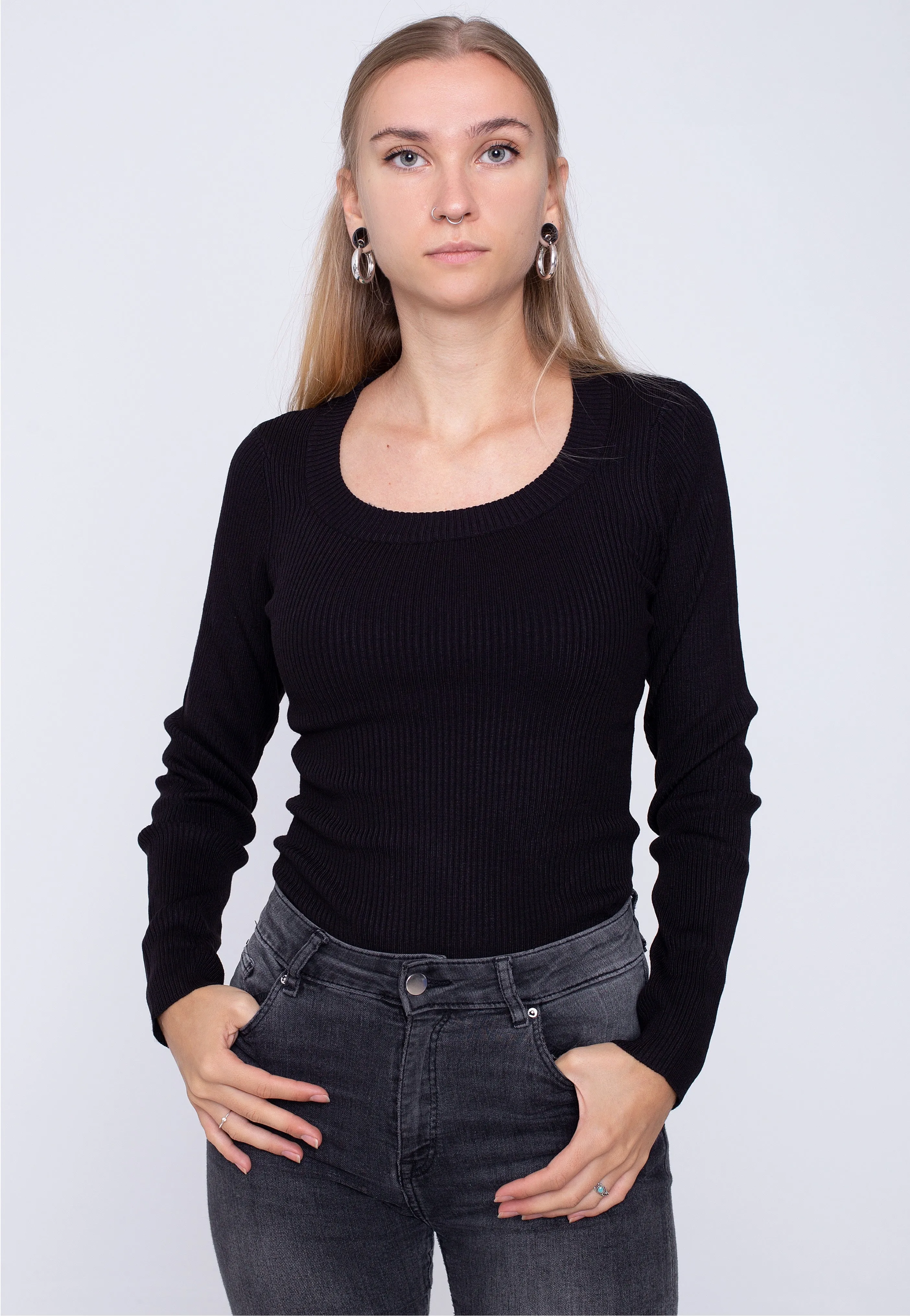 Urban Classics Women's Wide Neckline Black Pullover