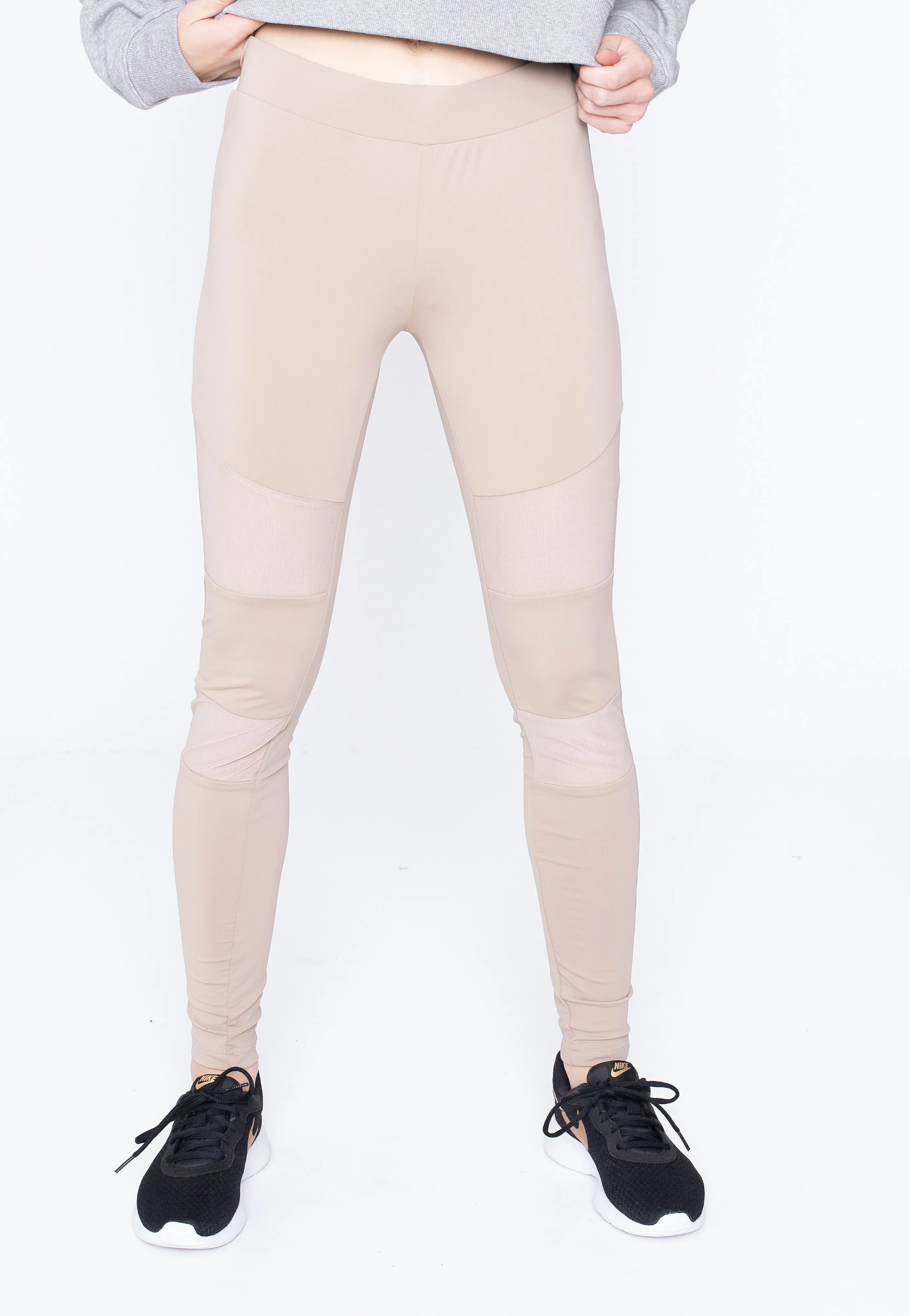 Urban Tech Mesh Soft Taupe Leggings for Women