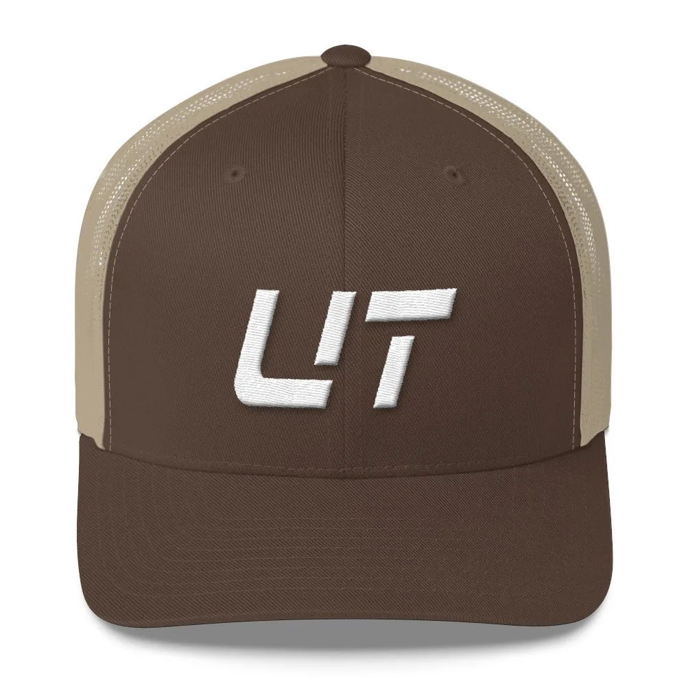 Utah Mesh Back Trucker Cap with White Embroidery - UT - Various Hat Color Choices