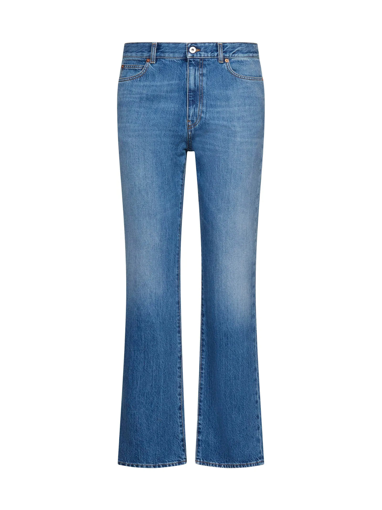 Valentino Logo Patch Straight Leg Jeans => Valentino Jeans with Logo Patch