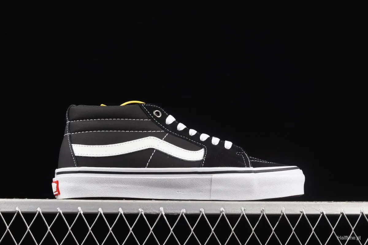 Vans Black and White Suede SK8-Mid Skateboard Shoes