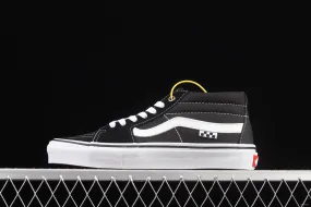 Vans Black and White Suede SK8-Mid Skateboard Shoes