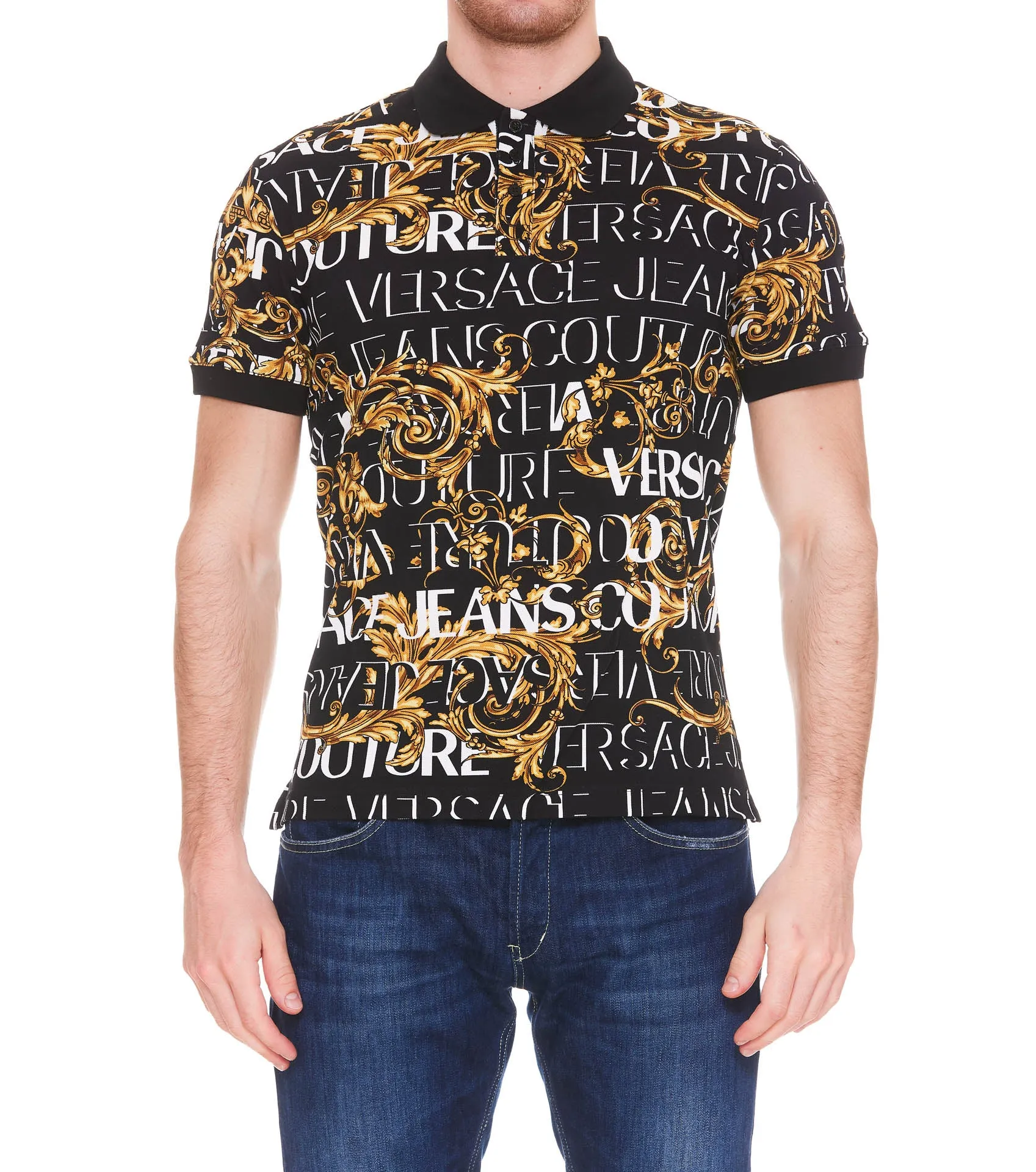 Versace Baroque Print Polo Shirt