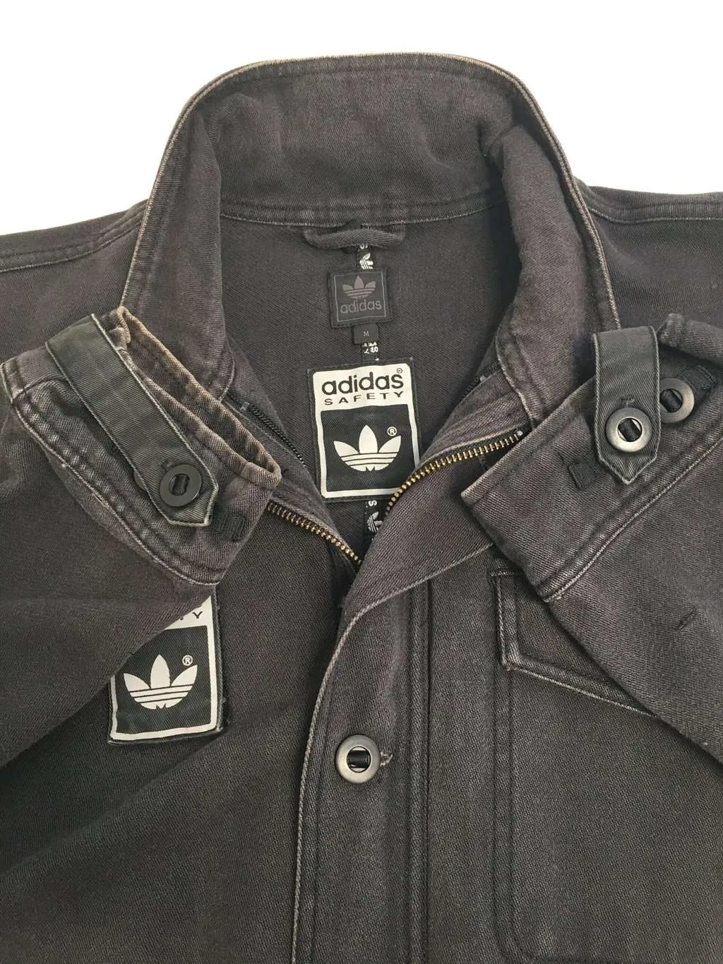 Vintage Black Adidas Safety Utility Jacket - Large