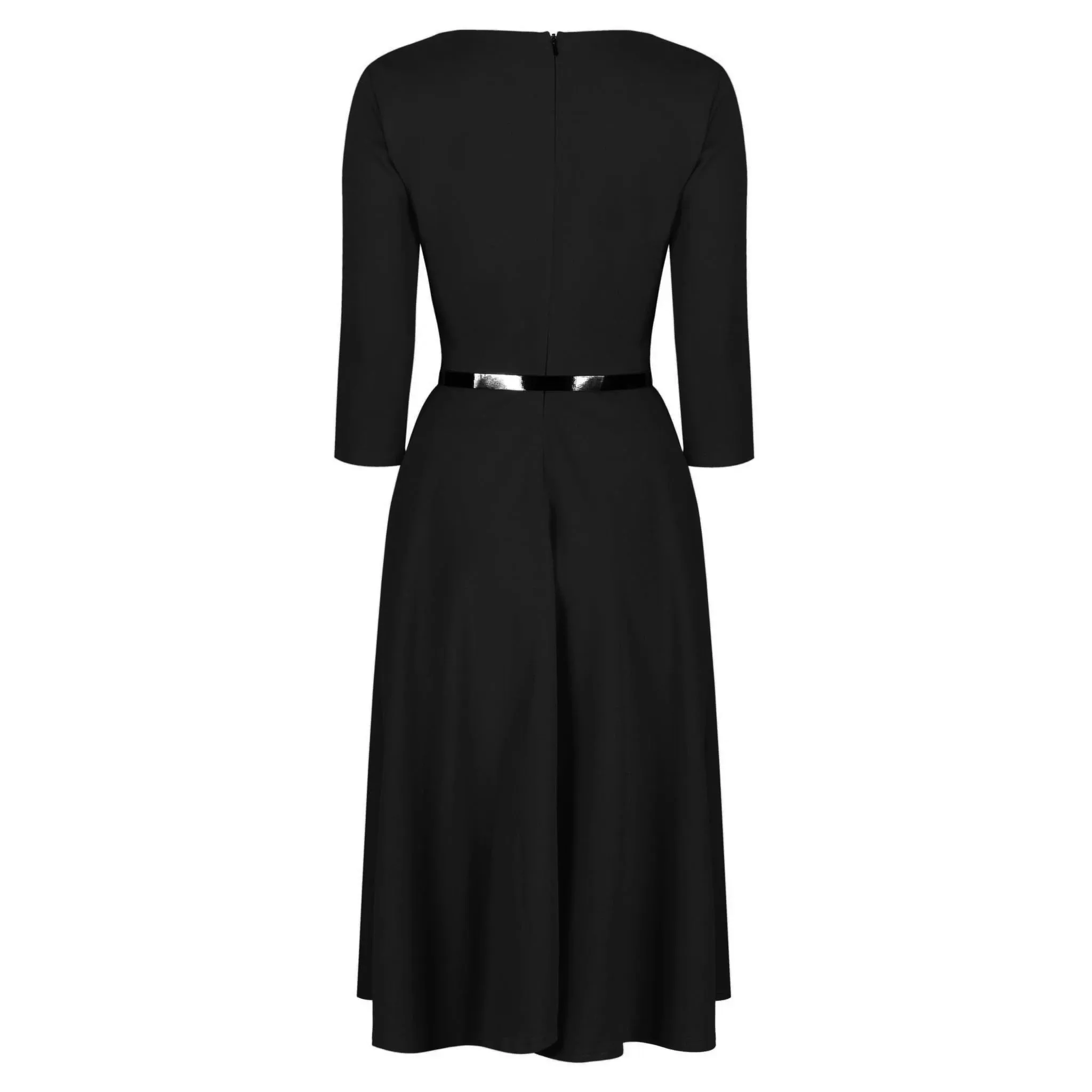 Vintage Black Sweetheart Neckline Swing Dress with 3/4 Sleeves