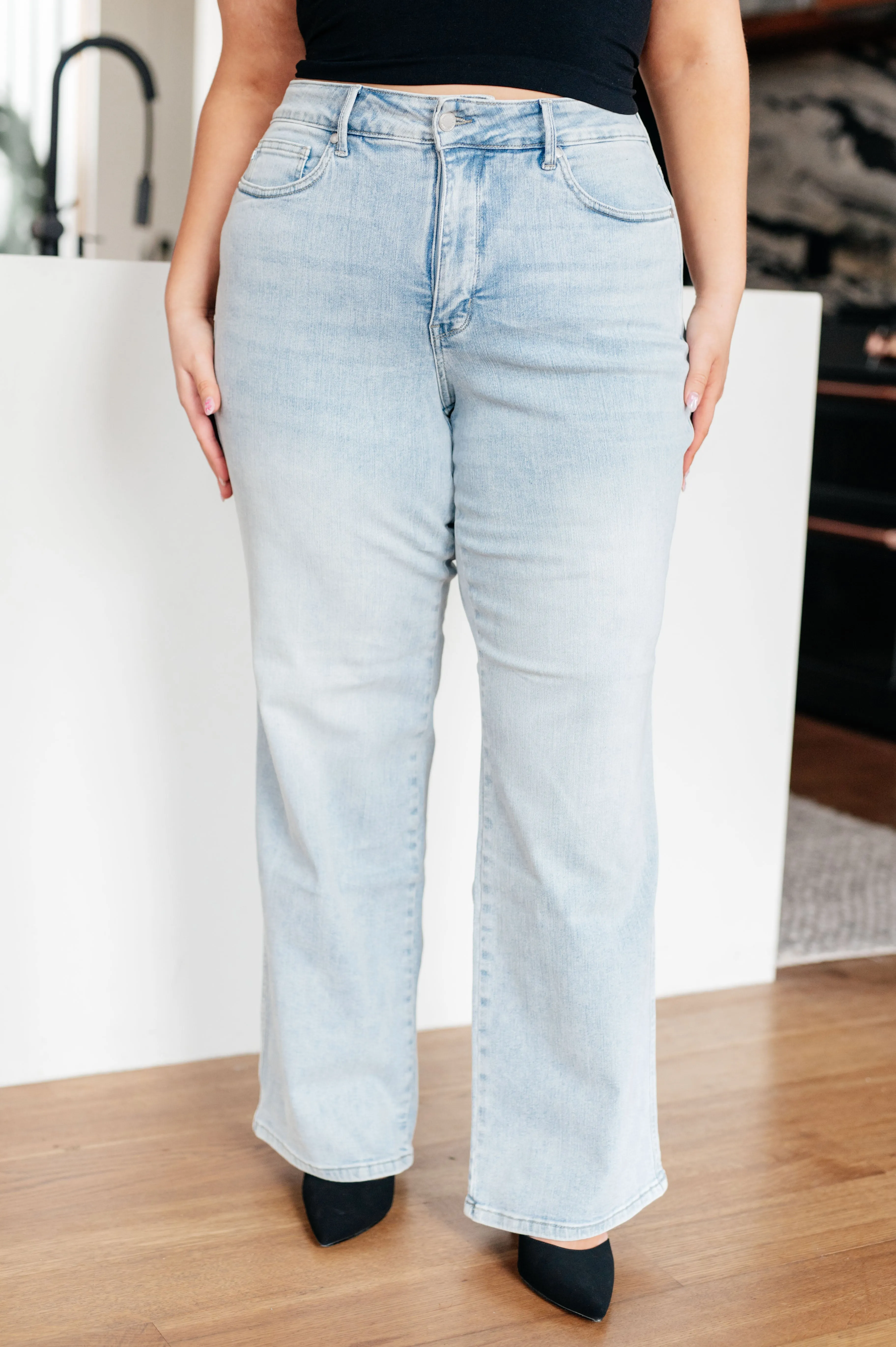 Vintage Wash Straight Jeans - Brooke High Rise Control Top