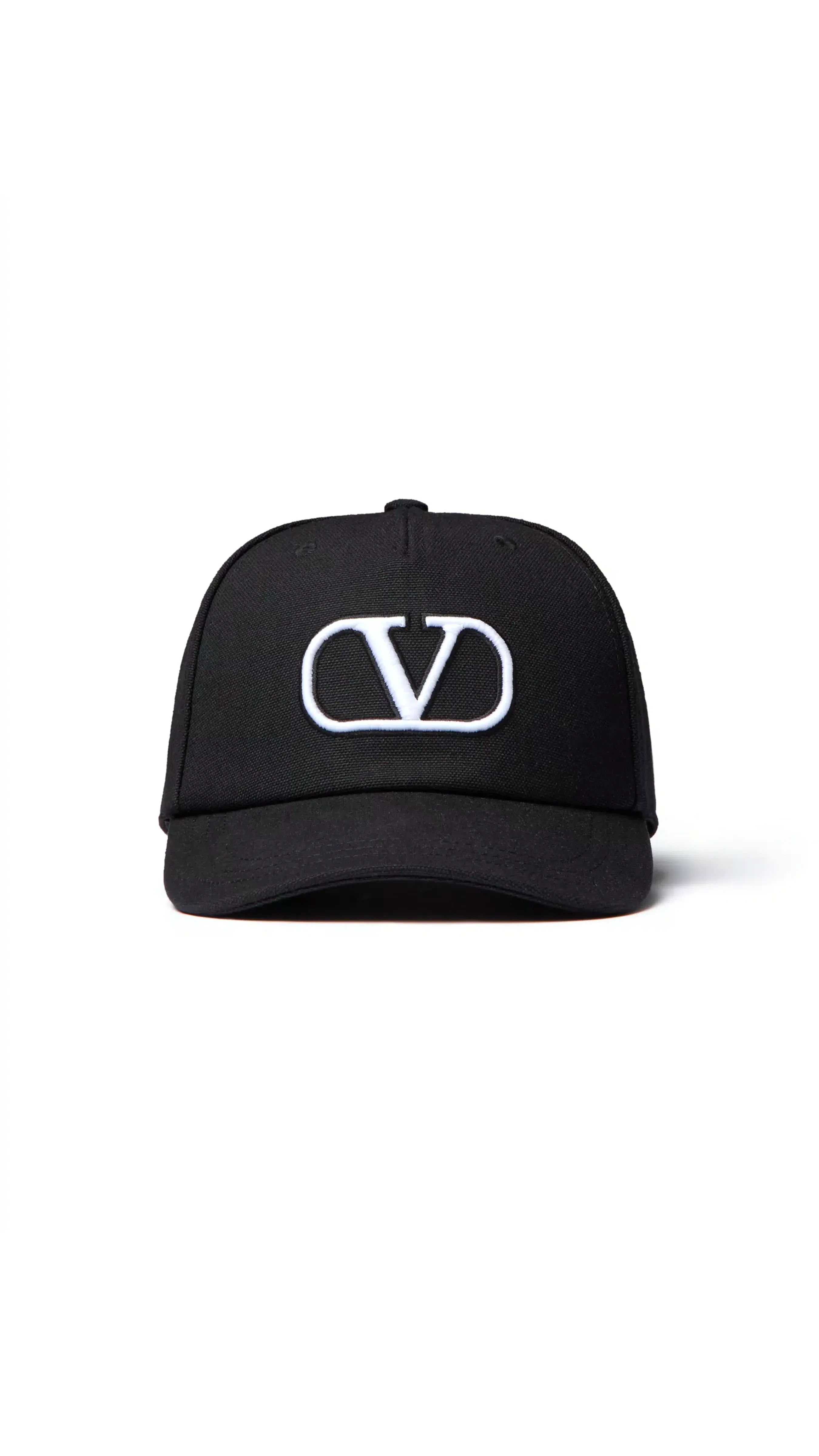 Black and White Vlogo Embroidered Cotton Cap