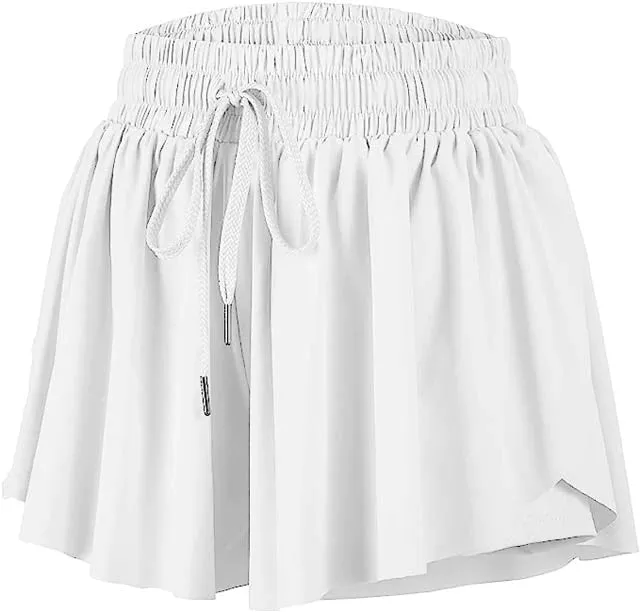 White Flowy Butterfly Shorts