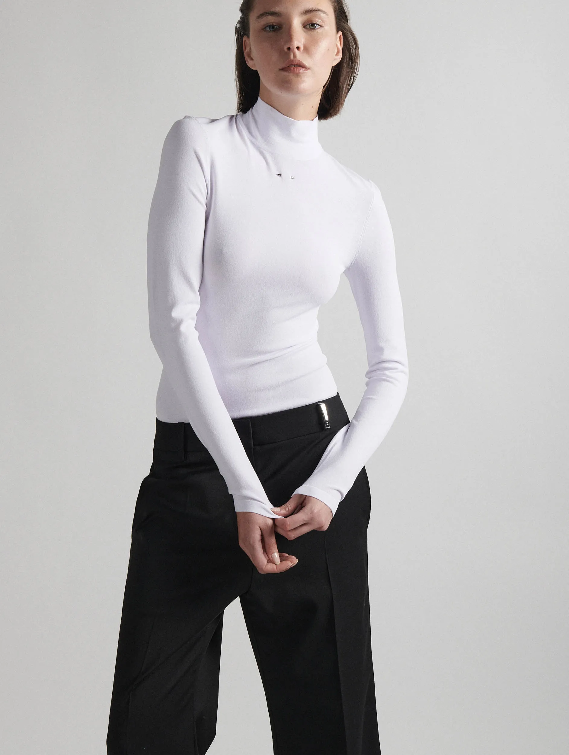 White Second-Skin Slim Fit Sweater