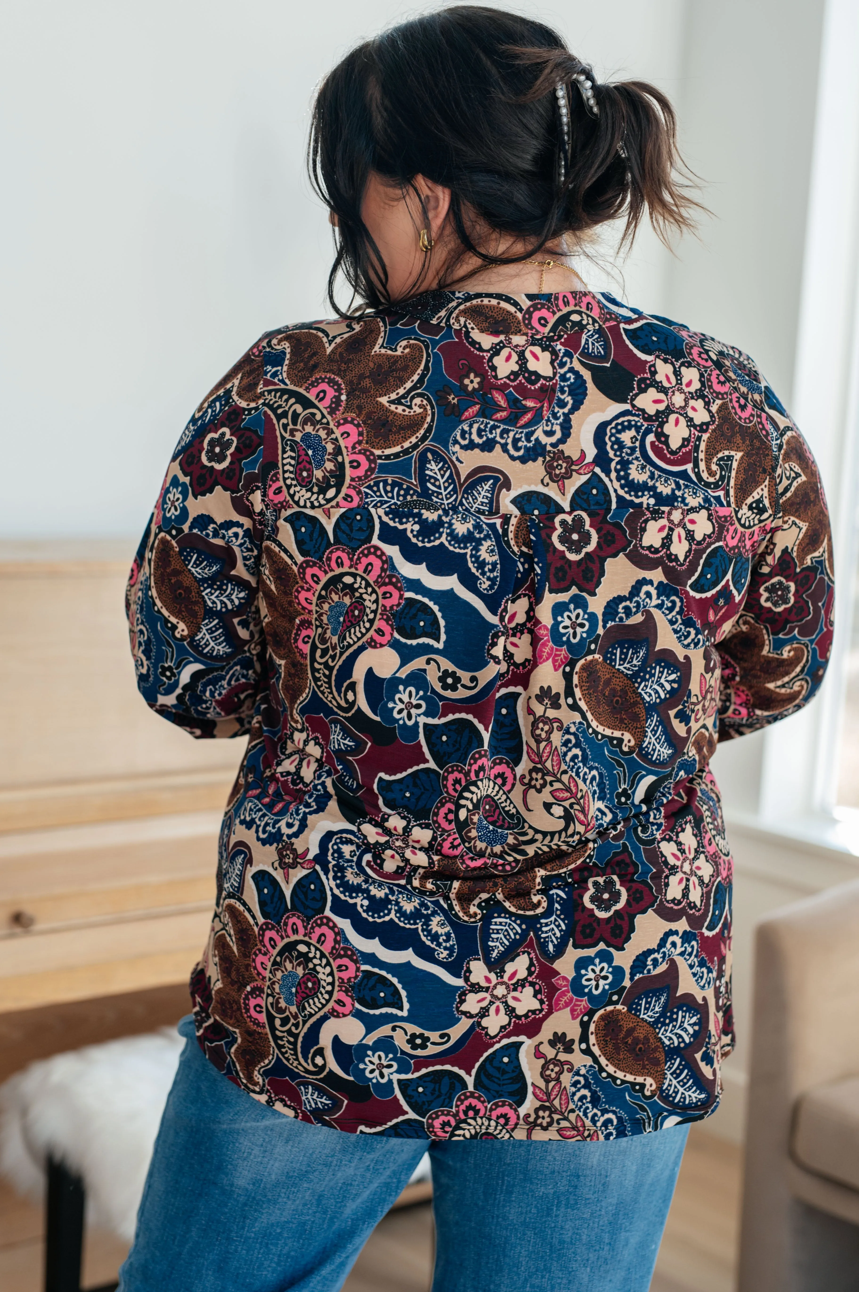 Wine Paisley Blouse - Small & Charming Top