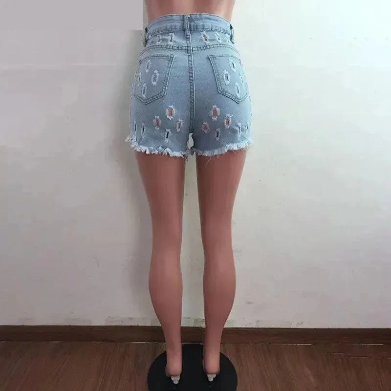 Women's Sexy Distressed Ripped Denim Shorts - Tight Fit Store